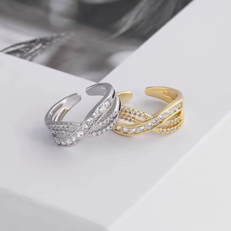 Modern Infinity Wrap Zircon Cross Adjustable Ring