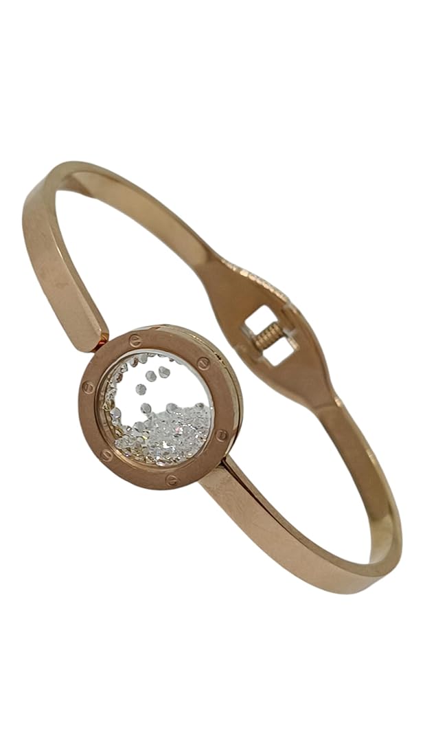 Elegant Minimalist Gold-Tone Crystal Bangle Bracelet