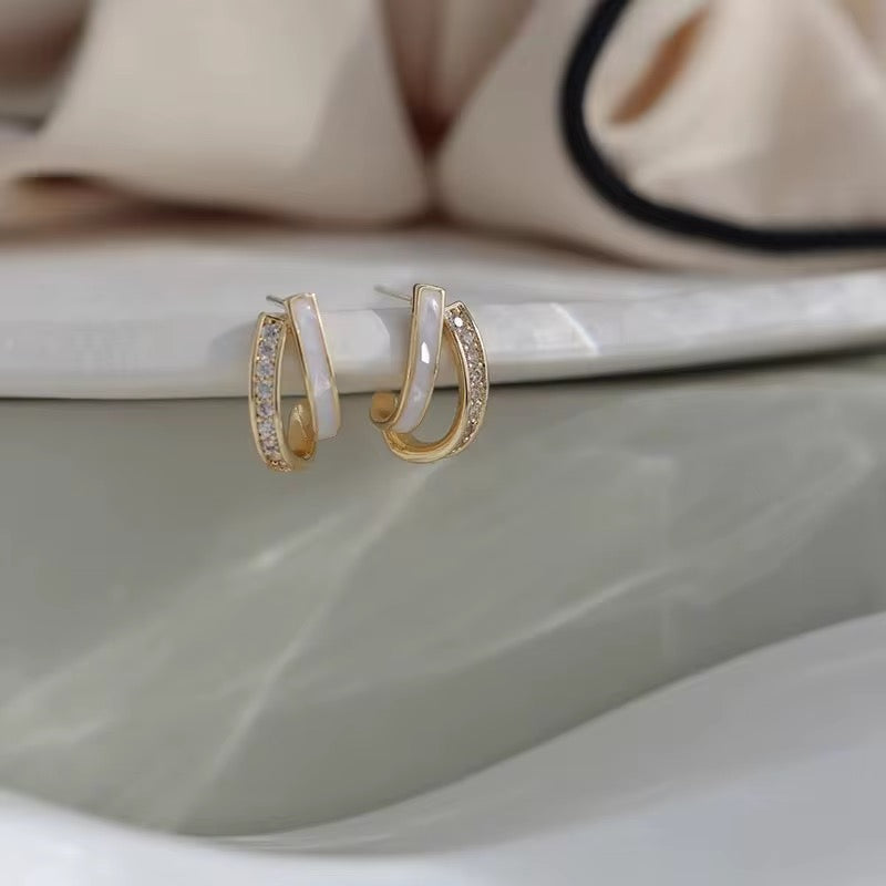 Elegant Duo Tone Mini Hoop Earrings