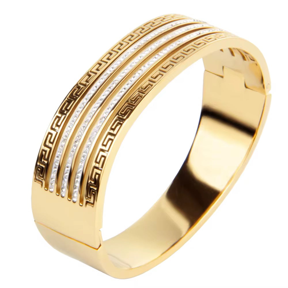 Wide Faced Diamond Encrusted Hollow Out Square