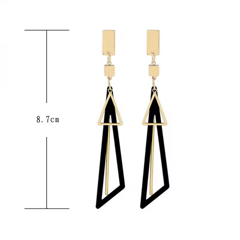 Geometric Gold & Black Statement Dangle Earrings