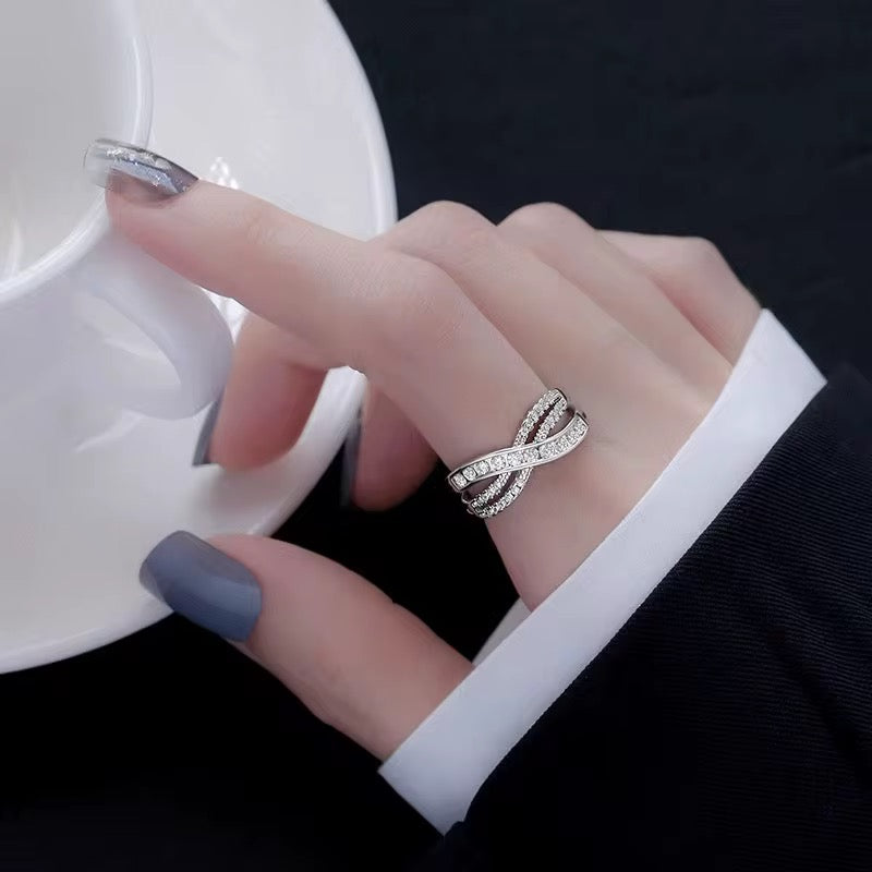 Modern Infinity Wrap Zircon Cross Adjustable Ring