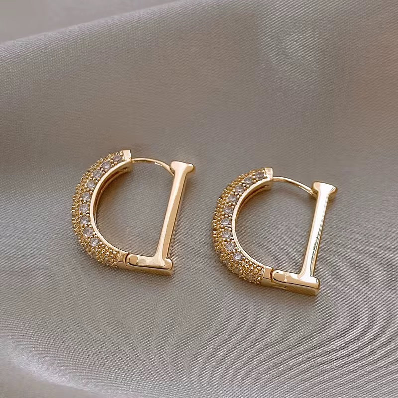 Statement Initial 'D' Pave Cubic Zirconia Earrings
