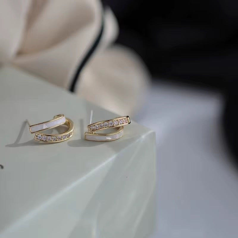Elegant Duo Tone Mini Hoop Earrings