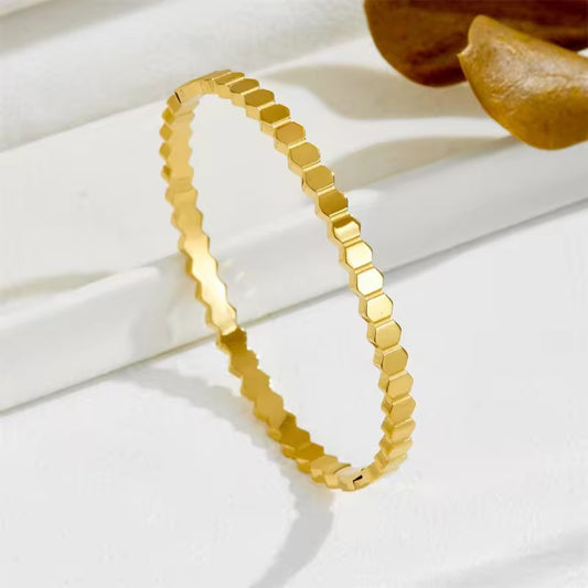 Cubic Gold Plated Twisted Bangle