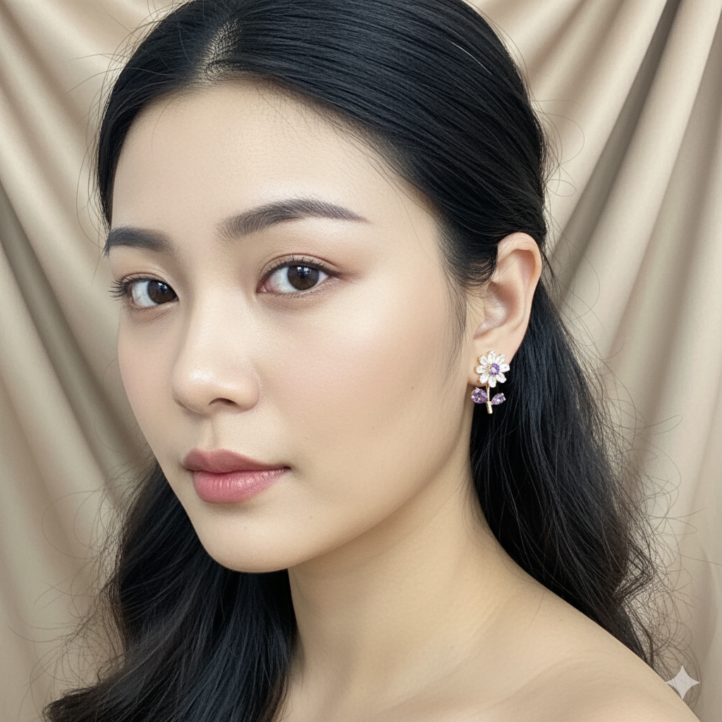 Blooming Amethyst Floral Earrings