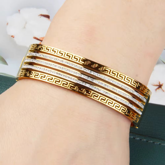 Wide Faced Diamond Encrusted Hollow Out Square