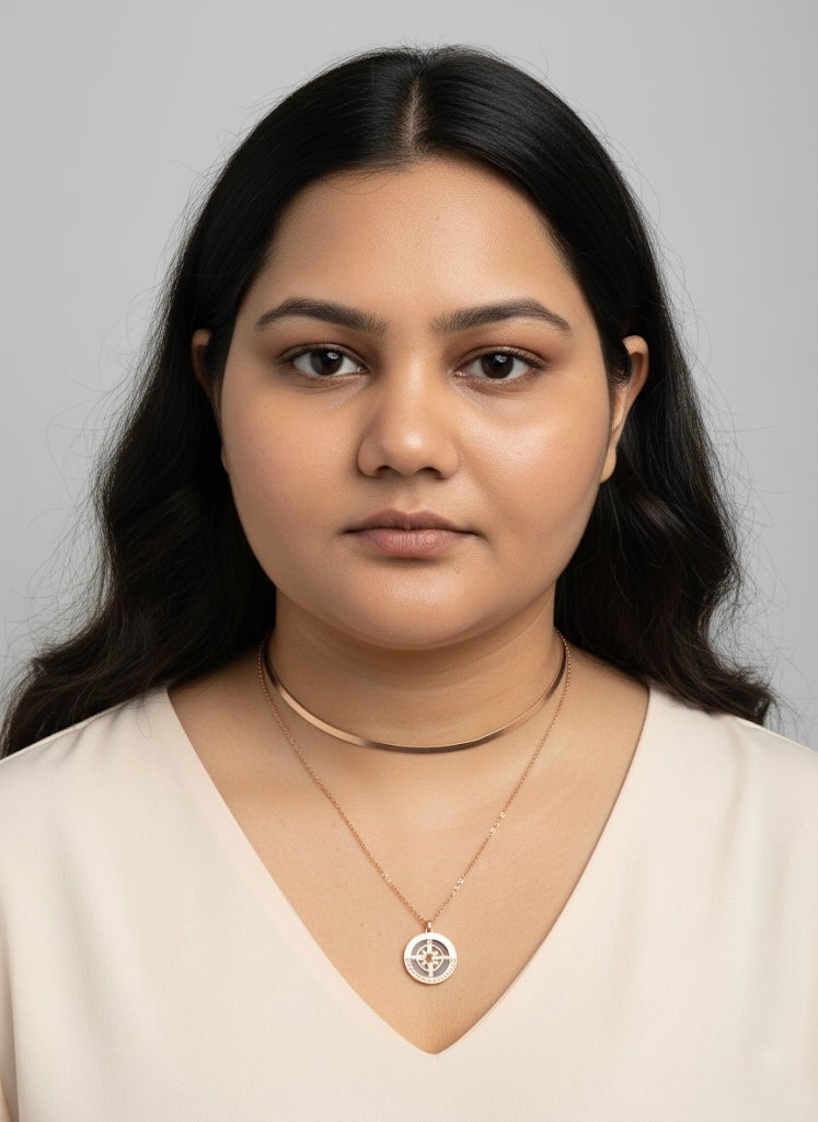 Rose Gold Layered Necklace with Compass Pendant