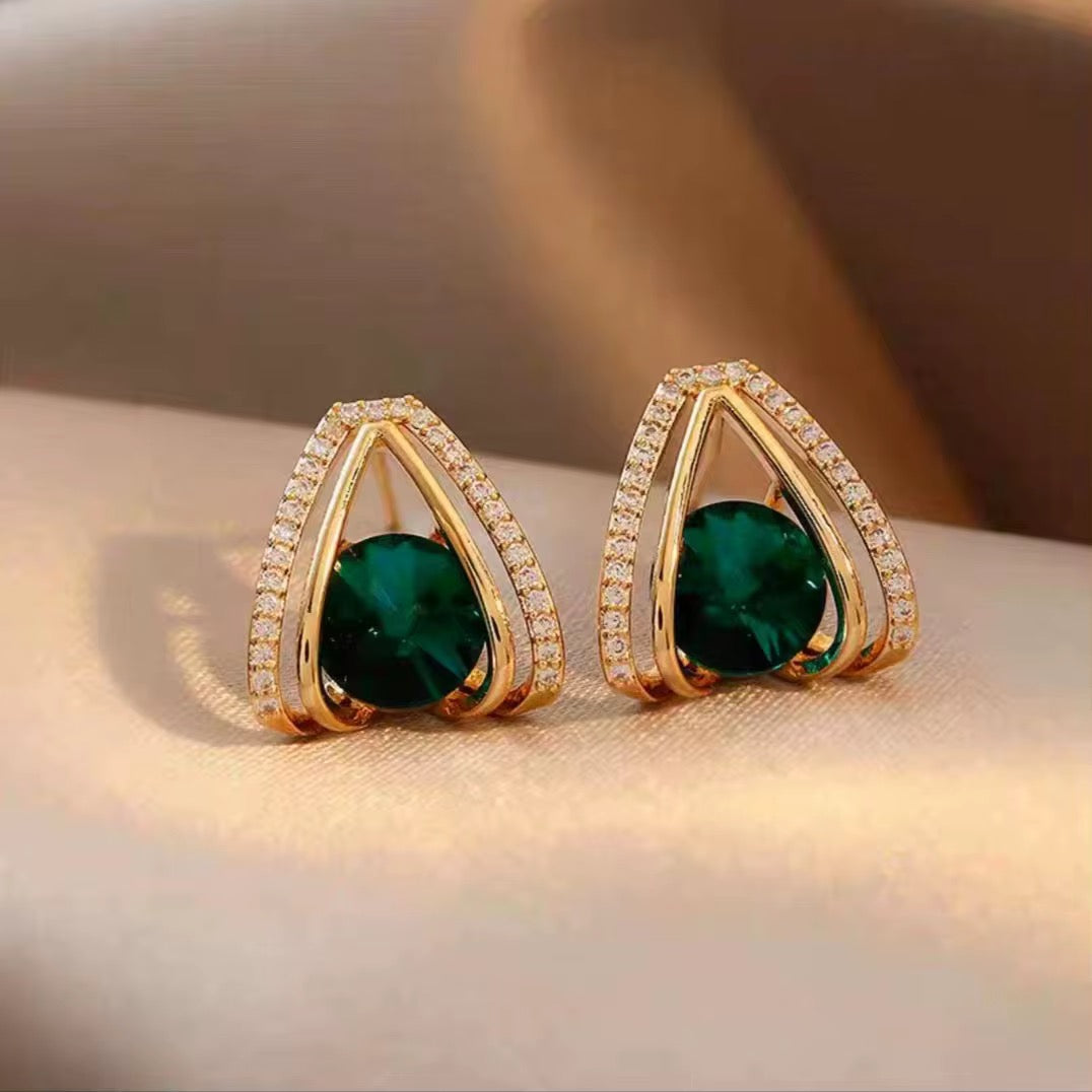 Vintage Emerald Green Crystal Earrings