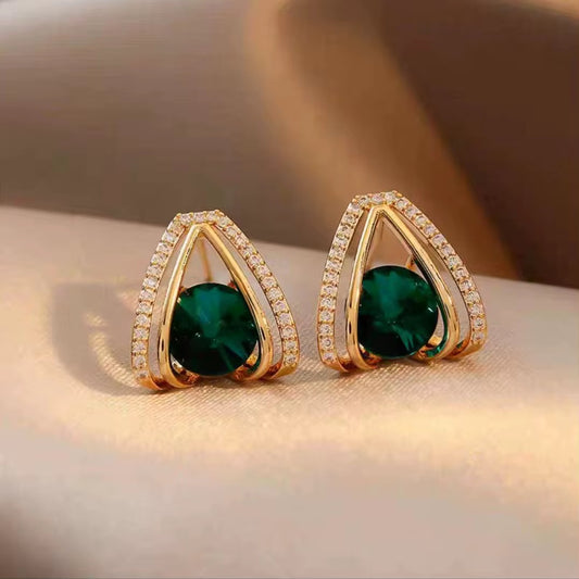 Vintage Emerald Green Crystal Earrings