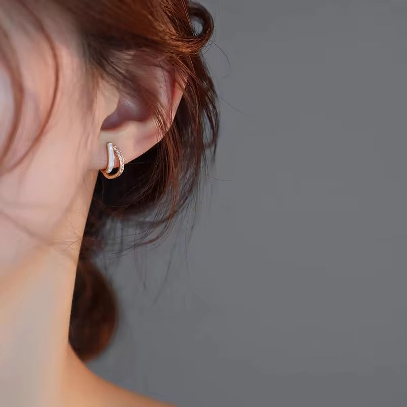 Elegant Duo Tone Mini Hoop Earrings