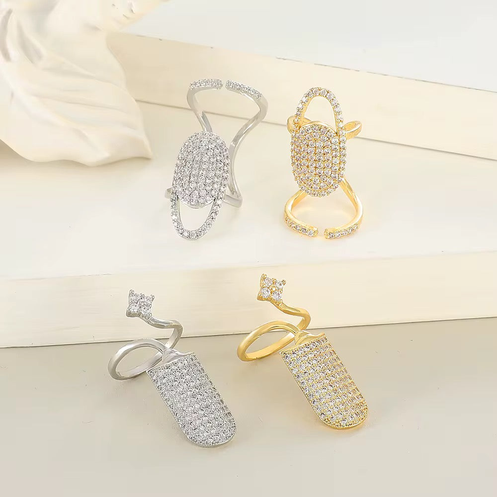 Gold Plated Adjustable FingerNail Ring Set of 5