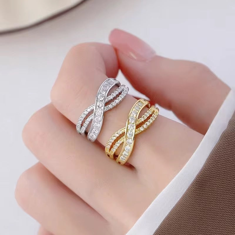 Modern Infinity Wrap Zircon Cross Adjustable Ring