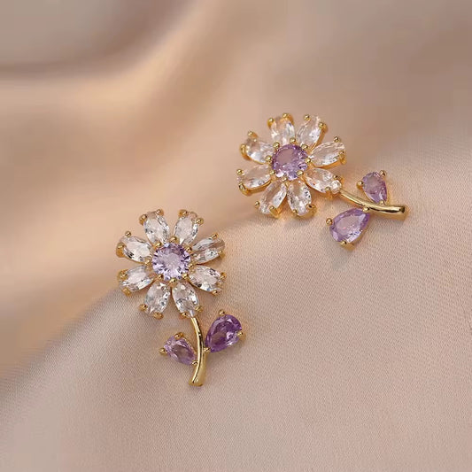 Blooming Amethyst Floral Earrings