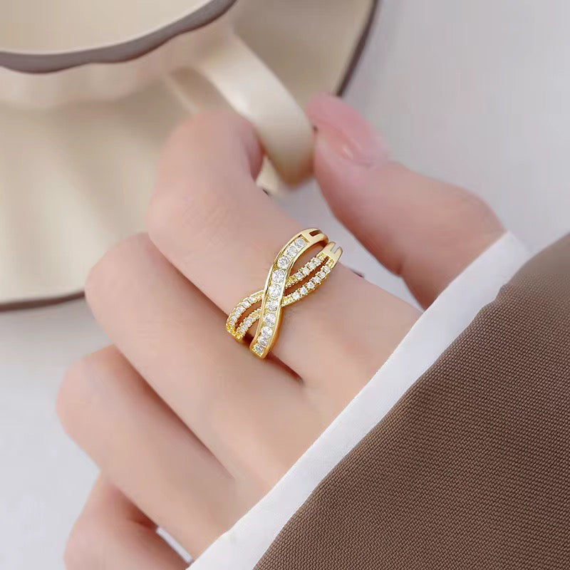 Modern Infinity Wrap Zircon Cross Adjustable Ring