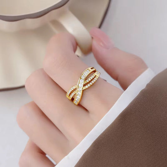Modern Infinity Wrap Zircon Cross Adjustable Ring