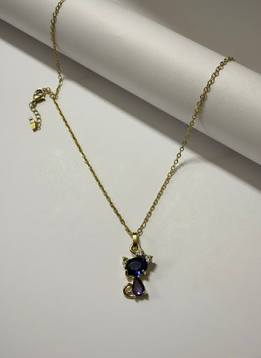 Clavicle Chain Stainless Steel Pendant Zircon Cat
