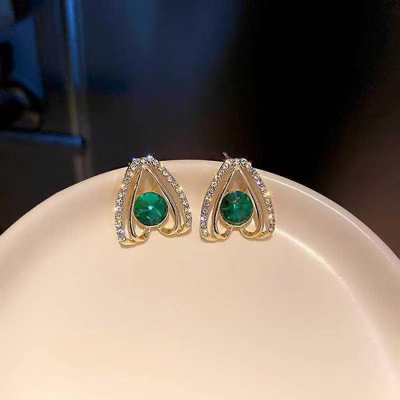 Vintage Emerald Green Crystal Earrings