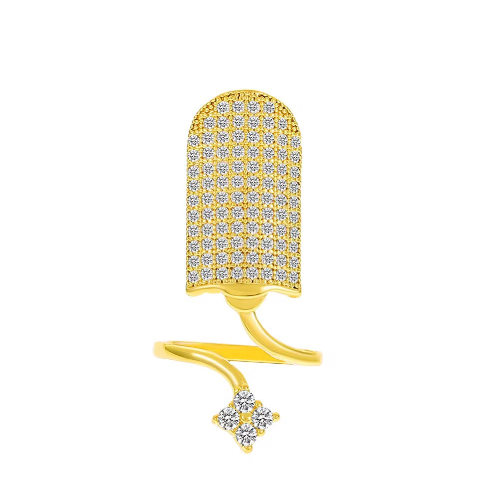 Gold Plated Adjustable FingerNail Ring Set of 5