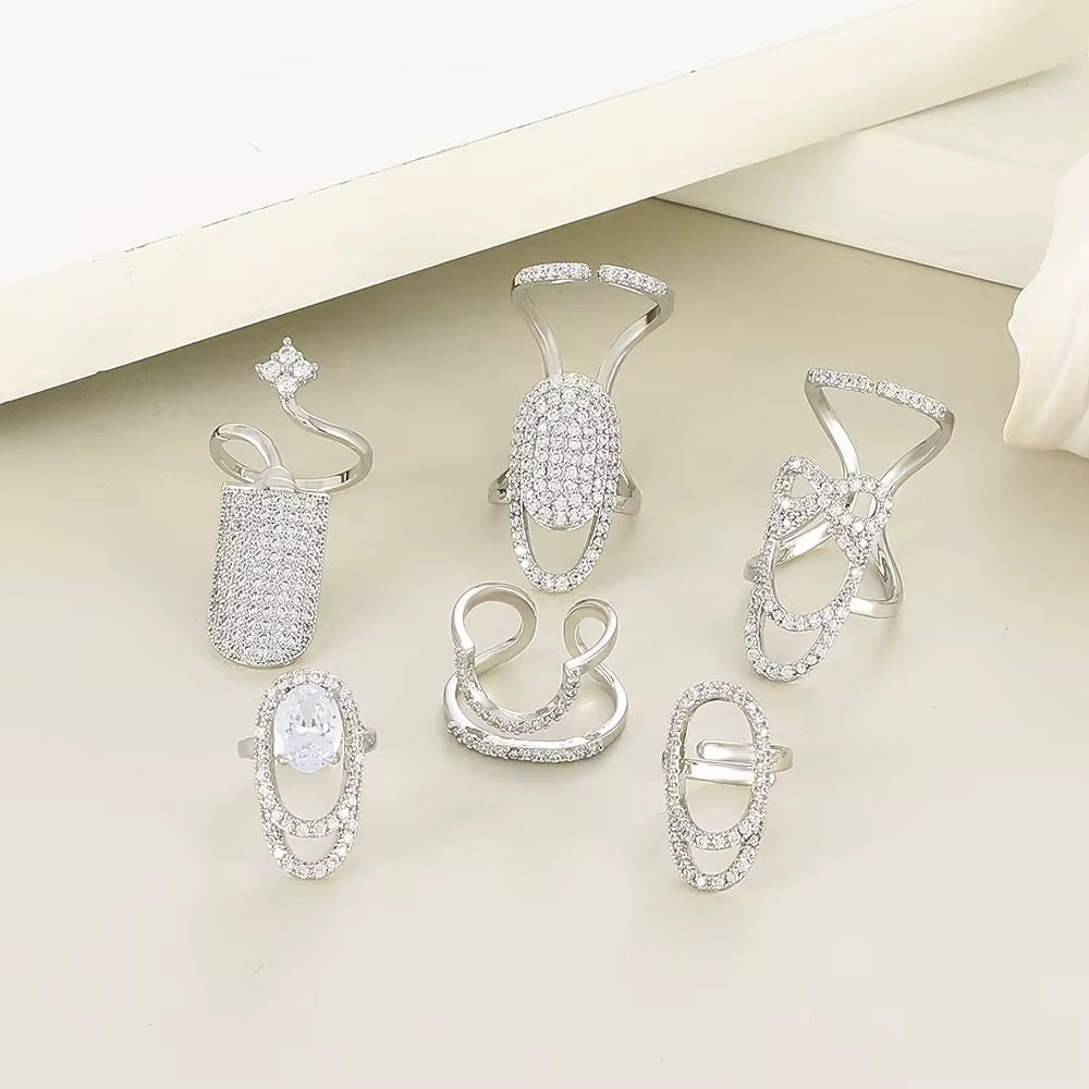 Gold Plated Adjustable FingerNail Ring Set of 5