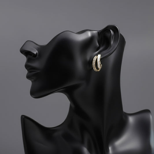 Elegant Duo Tone Mini Hoop Earrings