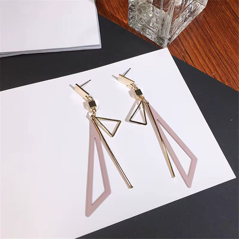 Geometric Gold & Black Statement Dangle Earrings