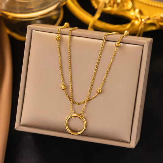 Circle with Layered Chain Necklace