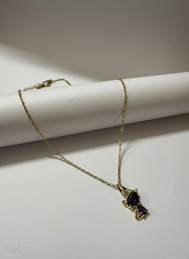 Clavicle Chain Stainless Steel Pendant Zircon Cat