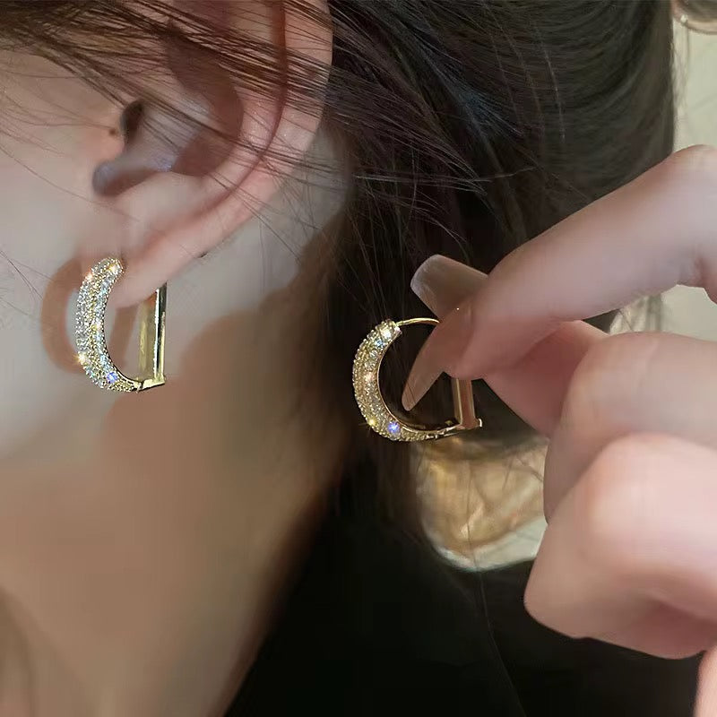 Statement Initial 'D' Pave Cubic Zirconia Earrings