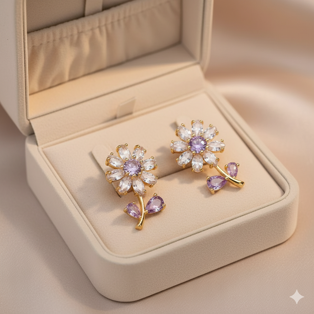 Blooming Amethyst Floral Earrings