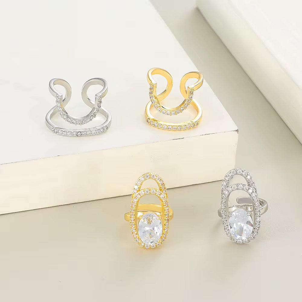 Gold Plated Adjustable FingerNail Ring Set of 5