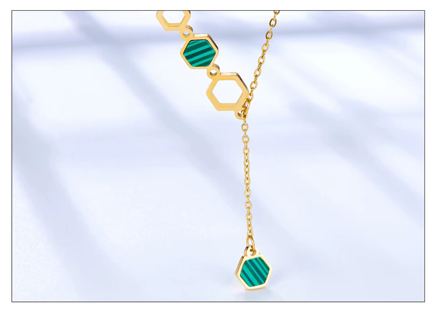 Stainless Steel Choker Necklace Minimalist Green Gold Plated