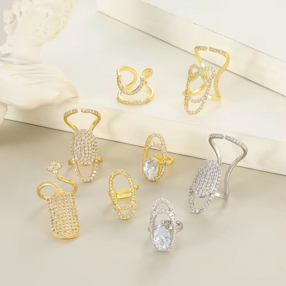 Gold Plated Adjustable FingerNail Ring Set of 5
