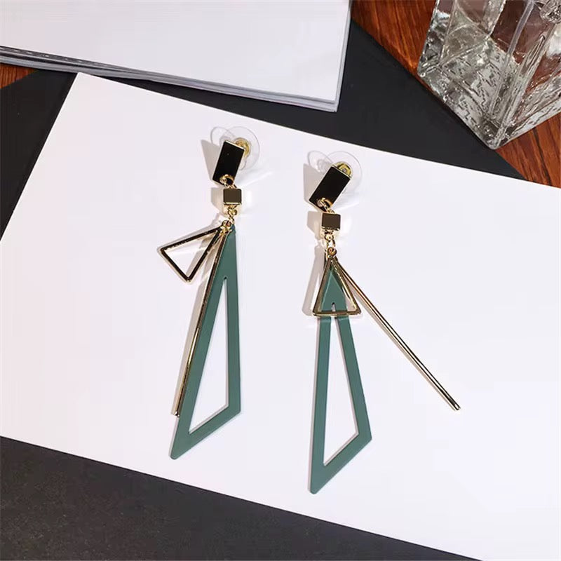 Geometric Gold & Black Statement Dangle Earrings