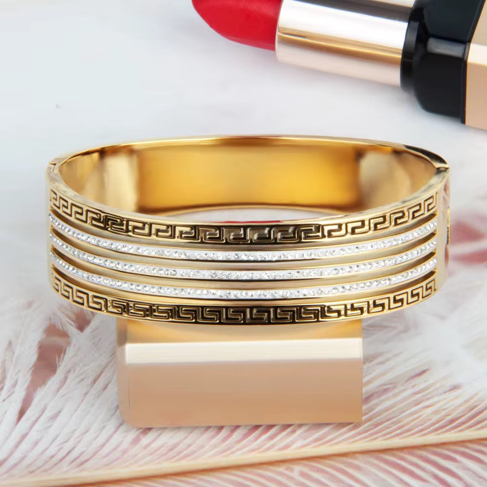 Wide Faced Diamond Encrusted Hollow Out Square