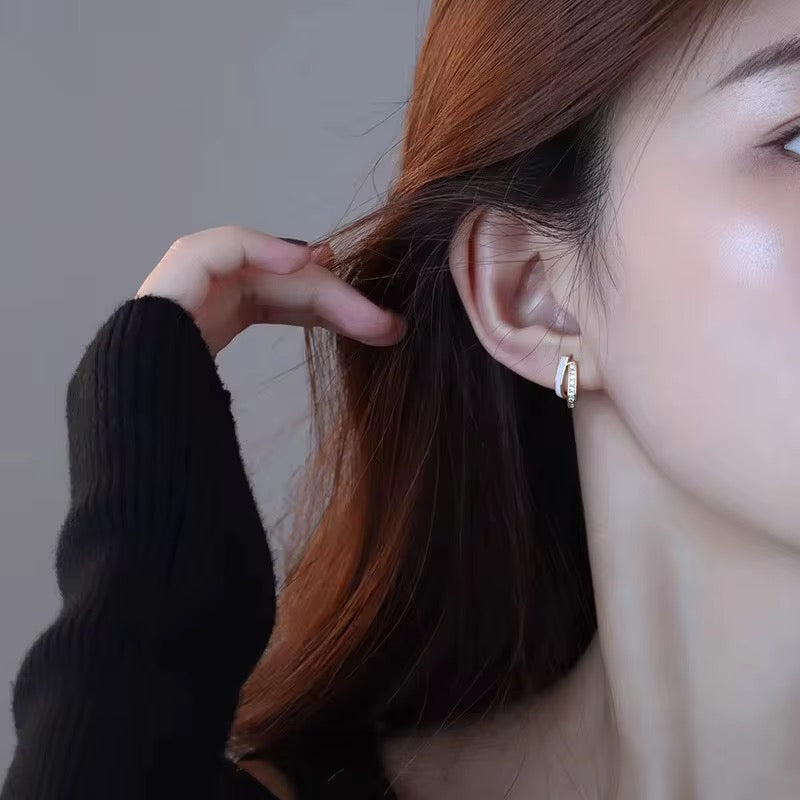 Elegant Duo Tone Mini Hoop Earrings
