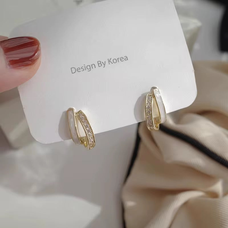 Elegant Duo Tone Mini Hoop Earrings