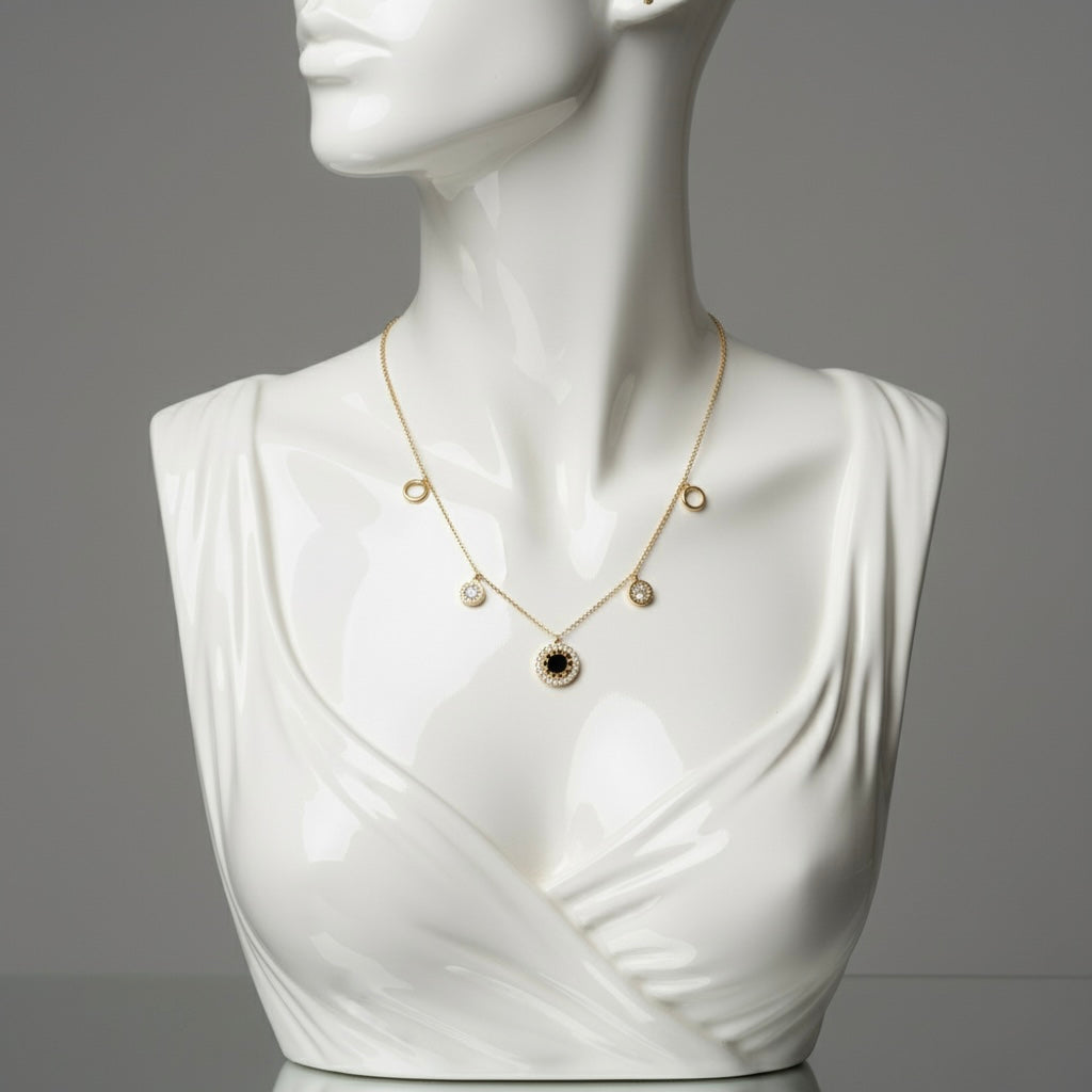 Elegant Gold-Toned Necklace with Circular Charms