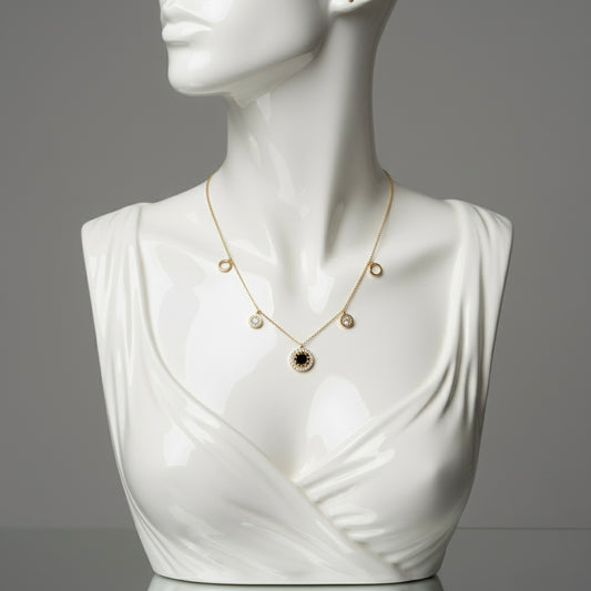Elegant Gold-Toned Necklace with Circular Charms