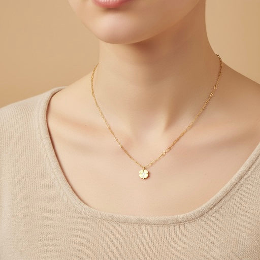 Elegant Gold-Plated Clover Pendant Necklace