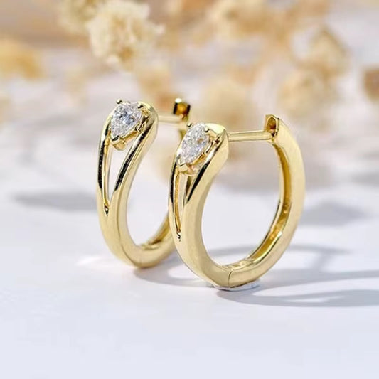 Gold Water Drop Ear Stud