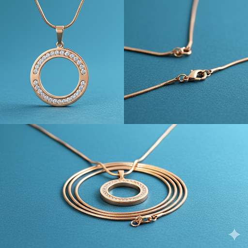 Rose Gold Round Circle Charm Crystal Rhinestone Diamond